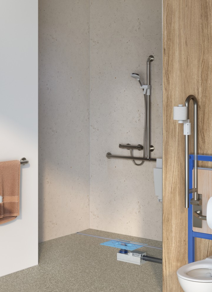 Geberit douchesystemen in de Standard-productselectie voor drempelvrije sanitaire voorzieningen