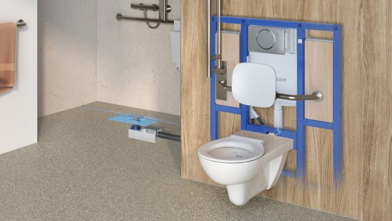 Geberit Wc-systeem in de standaard productselectie voor drempelvrije sanitaire voorzieningen