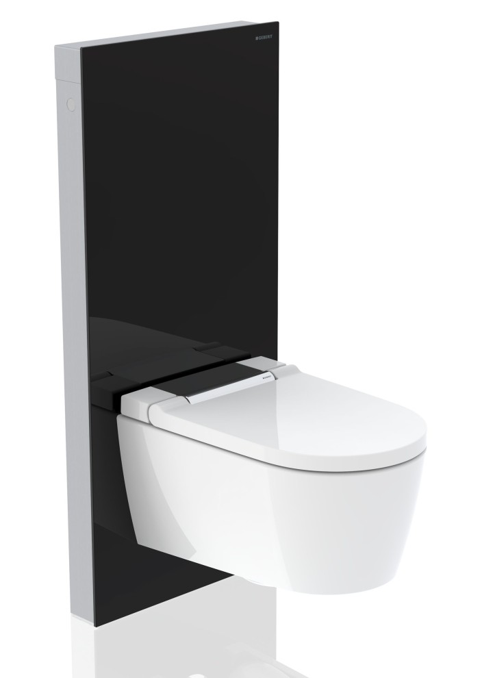 Panneau sanitaire Geberit Monolith Plus avec WC lavant Geberit AquaClean Sela chrome brillant