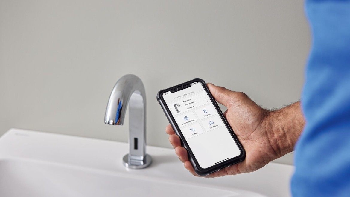 Geberit wastafelkraan via de Geberit Control app instellen