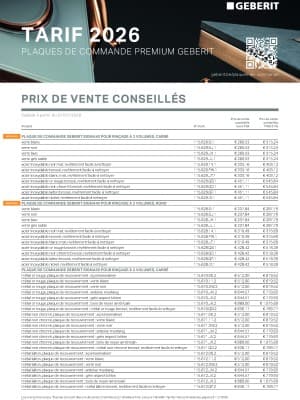 Tarif Plaques de Commande Premium Geberit Tarif Plaques de Commande Premium Geberit