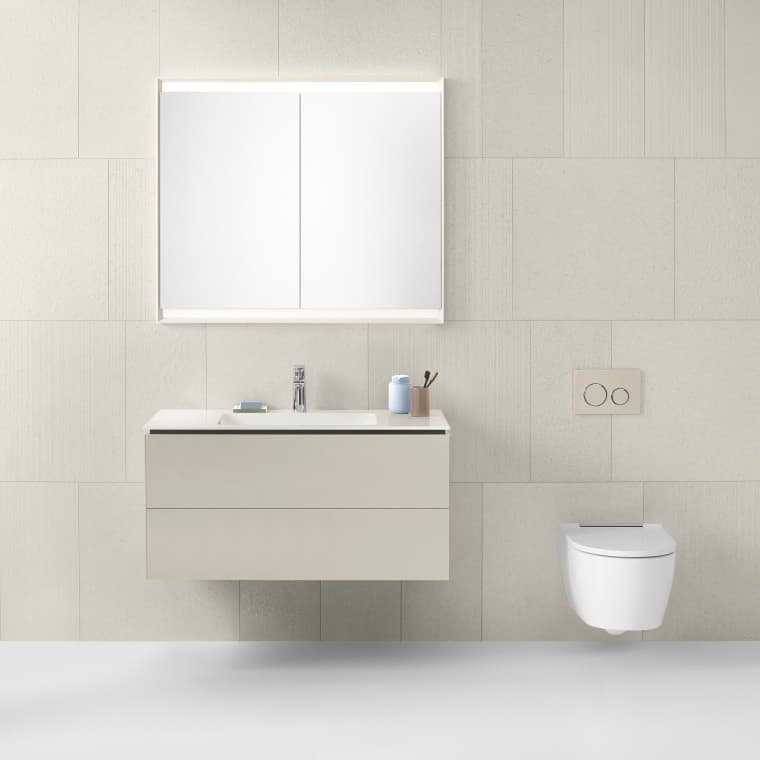 Geberit-badkamer met heldere meubels Geberit-badkamer met heldere meubels