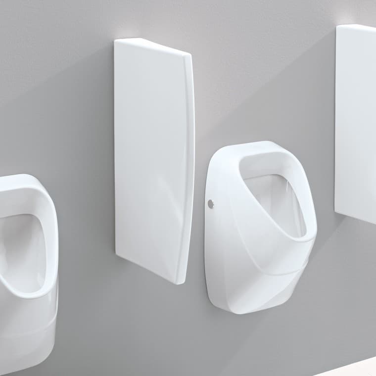 Geberit scheidingswand van sanitair keramiek met verborgen bevestigingen Geberit scheidingswand van sanitair keramiek met verborgen bevestigingen