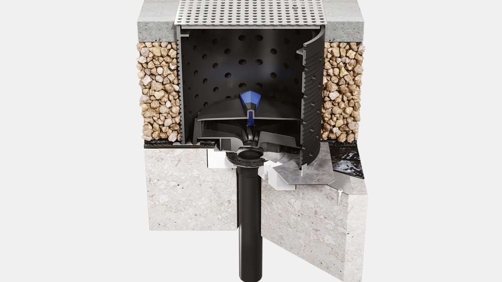 Geberit Pluvia met set “begaanbaar” geïnstalleerd Geberit Pluvia met set “begaanbaar” geïnstalleerd