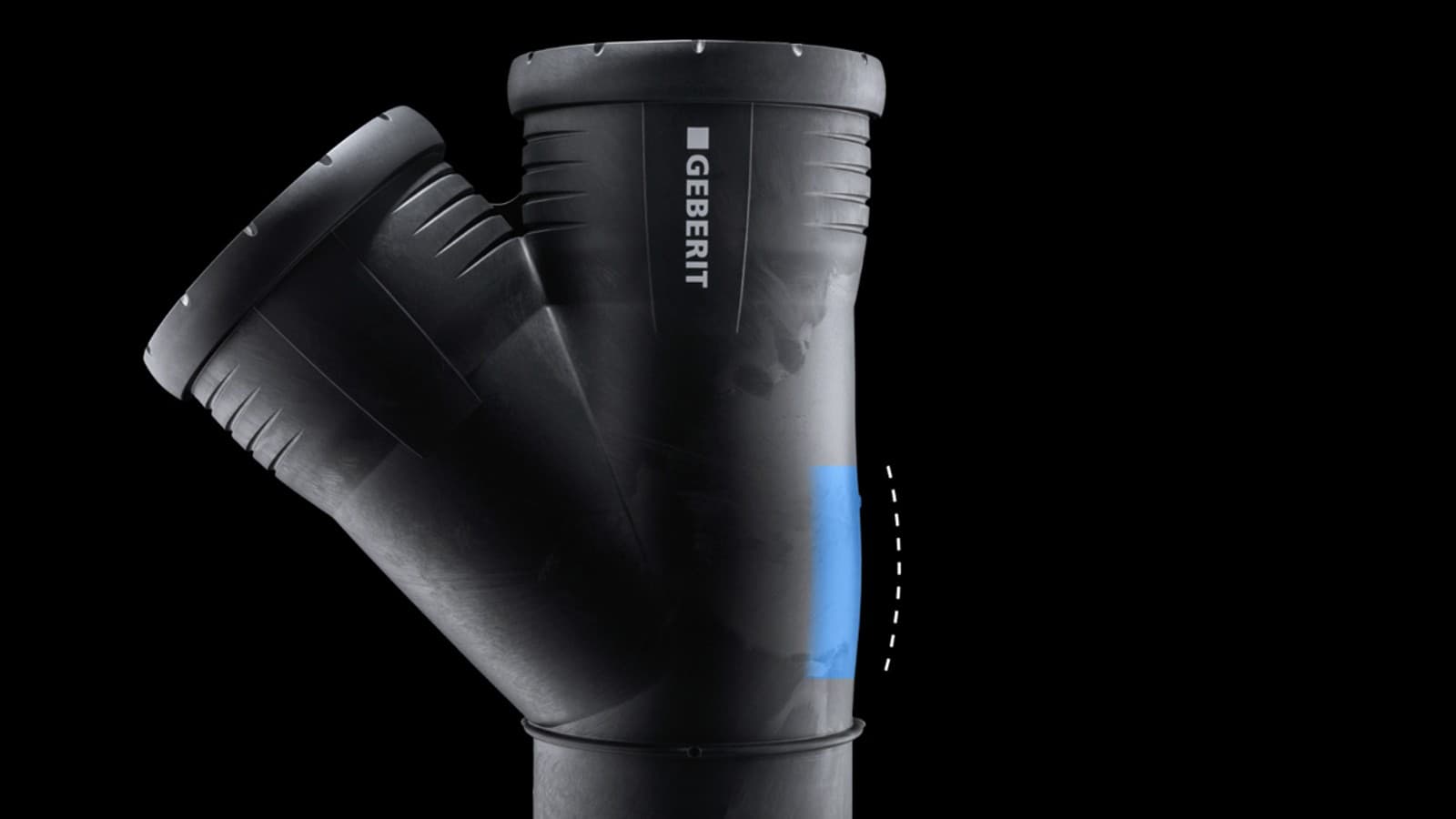 Geberit Silent-Pro afvoersysteem: dikkere wanddikte bij de botsingszones Geberit Silent-Pro afvoersysteem: dikkere wanddikte bij de botsingszones