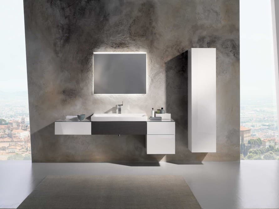 Donkere badkamer met Geberit Xeno² badkamerserie Donkere badkamer met Geberit Xeno² badkamerserie