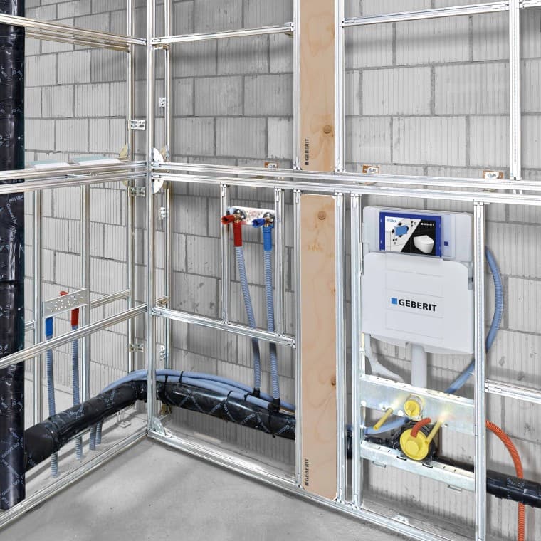 Geprefabriceerde Geberit GIS installatiemodule voor zelfs de meest ongebruikelijke bouwsituaties. Geprefabriceerde Geberit GIS installatiemodule voor zelfs de meest ongebruikelijke bouwsituaties.
