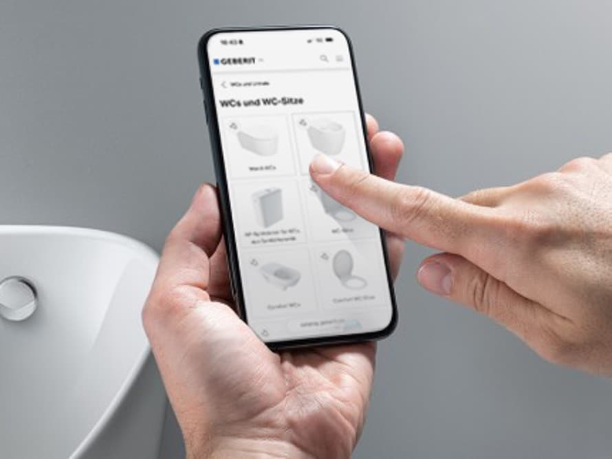 Screenshot Geberit productcatalogus Screenshot Geberit productcatalogus