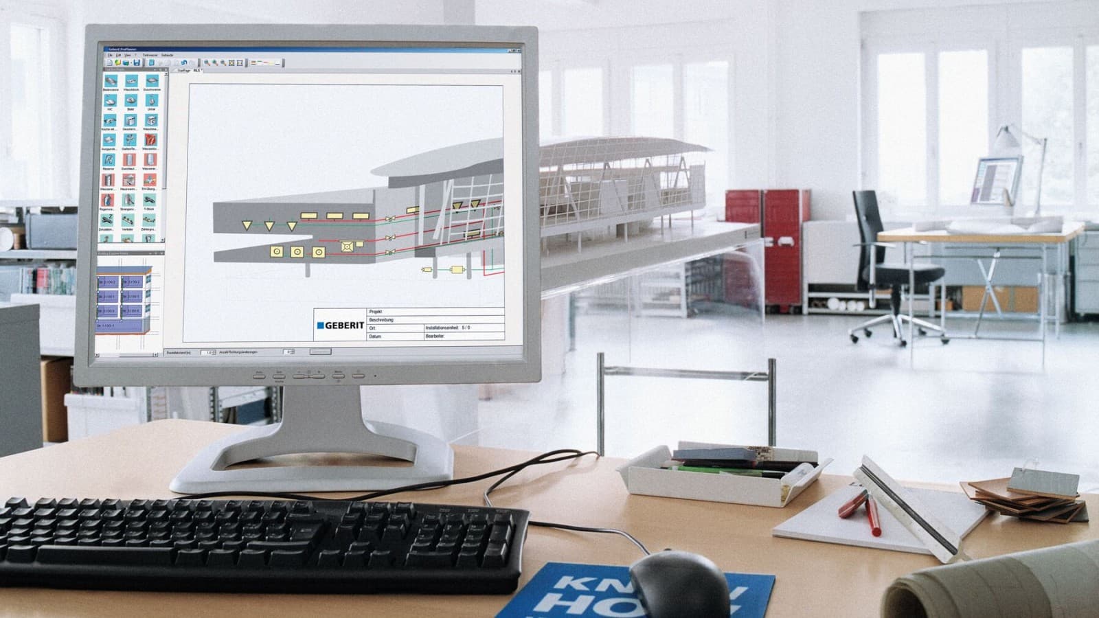 Computerscherm met Geberit ProPlanner Computerscherm met Geberit ProPlanner