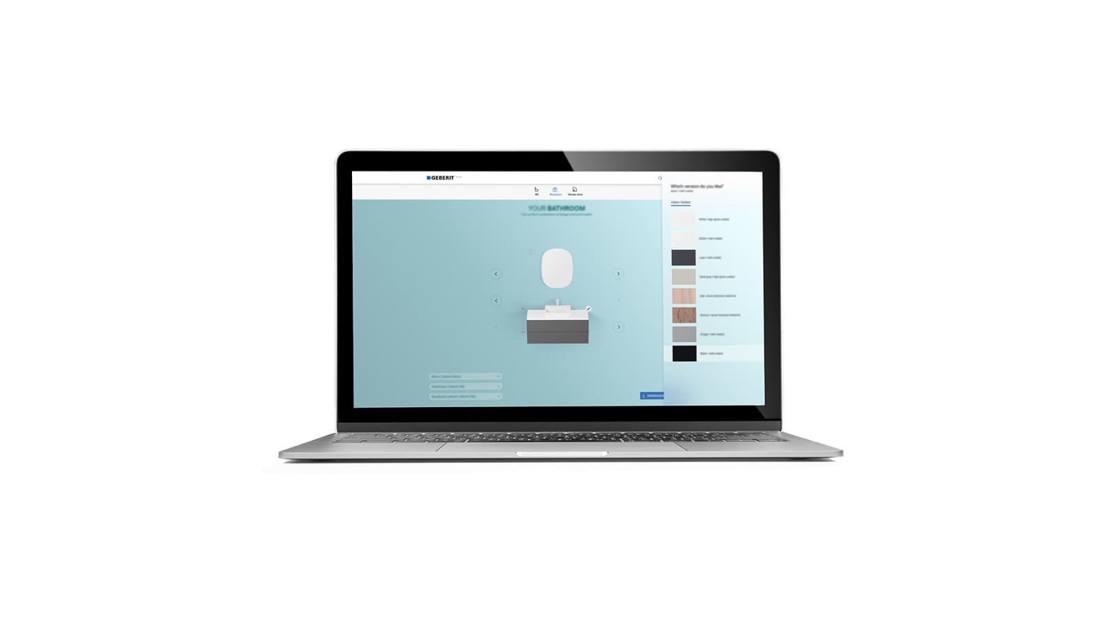 Kies spiegels, badkamermeubilair en onderkasten in de Geberit Product Finder